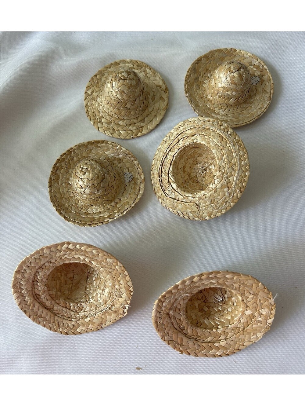 Vintage NOS Mini Straw Hats Woven 4” Doll Crafts Supplies Lot Of 17 - Picture 3 of 3